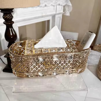 Crystal Metallic Tissue Box – Premium Design