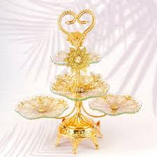 Multi-Layer Glass & Metal Dessert Stand