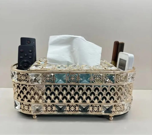 Crystal Metallic Tissue Box – Premium Design