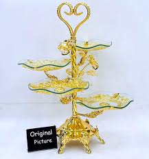 Multi-Layer Glass & Metal Dessert Stand