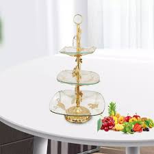3-Layer Glass & Metal Dessert Stand