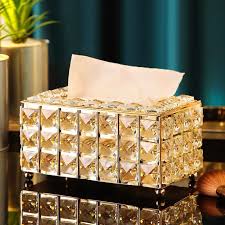 Crystal Metallic Tissue Box – Compact Design